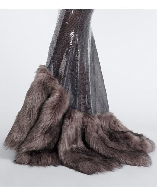 David Koma Brown Sequined Gown