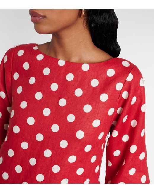 Posse Red Nina Polka-Dot Linen Minidress