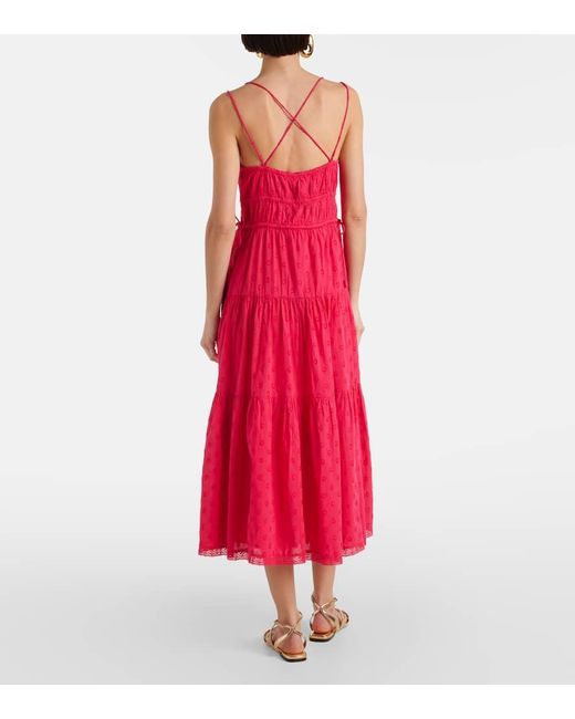 Robe Midi Freya En Coton A Pois Ulla Johnson en coloris Red