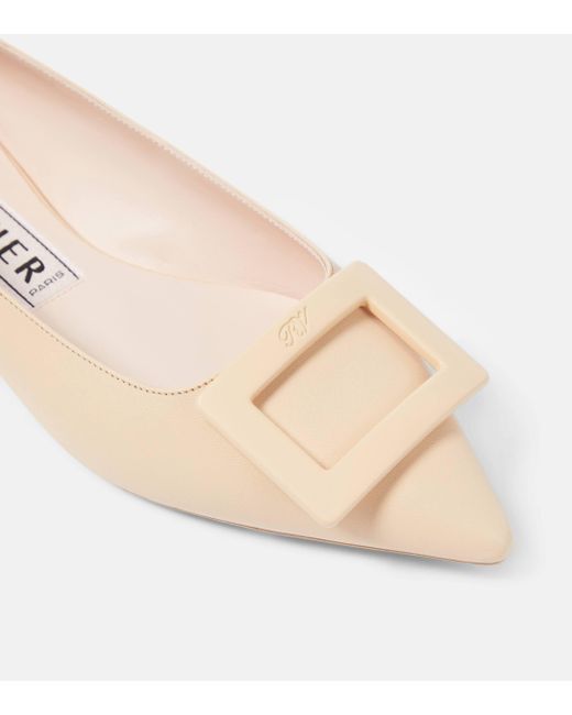 Roger Vivier Natural Gommettine Ball Patent Leather Ballet Flats