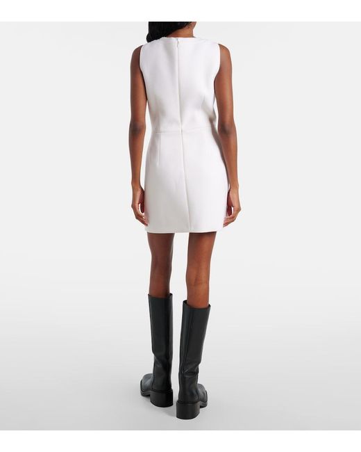 Prada White Bow-Detail Virgin Wool Minidress