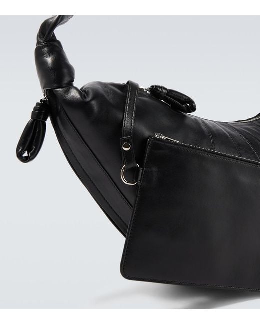 Lemaire Black Croissant Large Leather Shoulder Bag for men