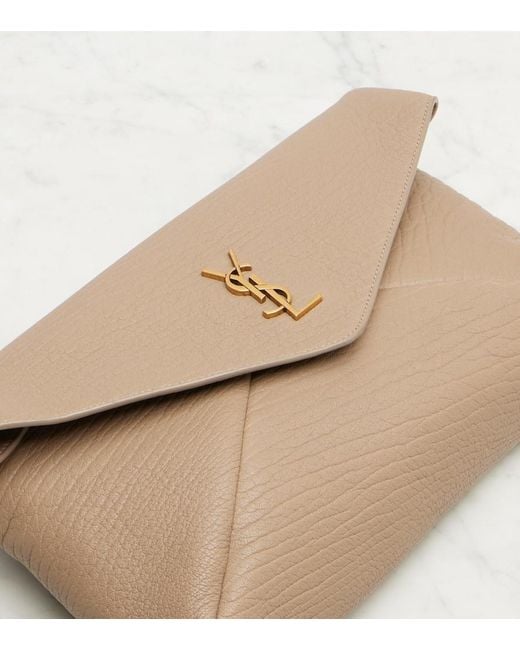 Saint Laurent Natural Clutch Cassandre Large Aus Leder