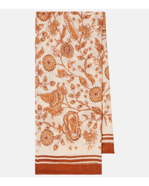 Loro Piana Multicolor Floral Cashmere And Silk Scarf