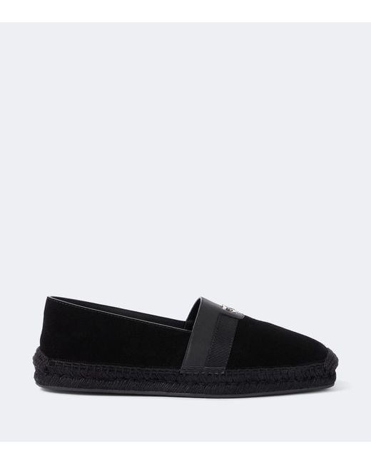 Christian Louboutin Black Alfarica Logo-Embellished Leather And Grosgrain-Trimmed Suede Espadrilles for men
