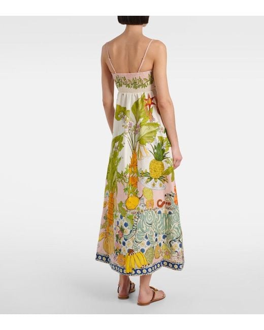 ALÉMAIS Yellow Hazel Printed Linen-Blend Maxi Dress