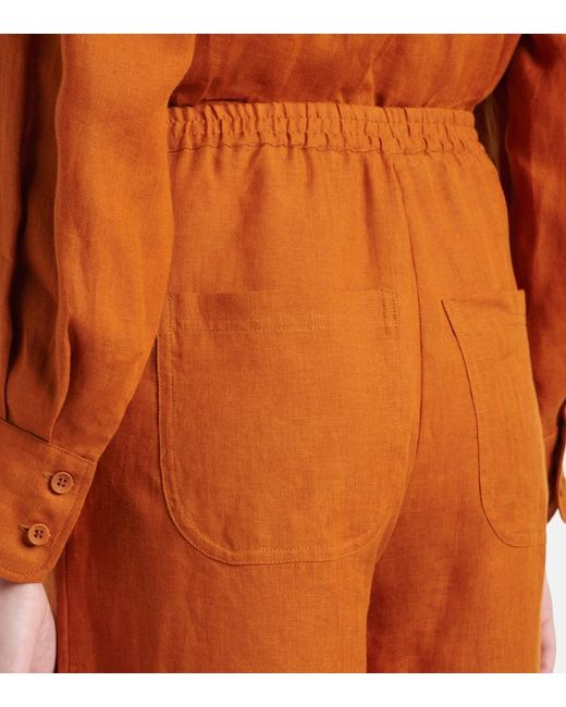 Pantalones Anchos Select De Lino Eres de color Brown