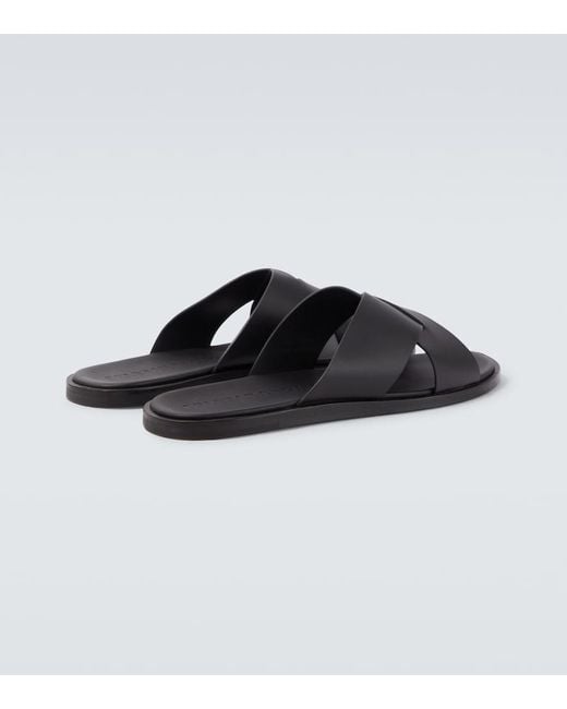 Orlebar Brown Black Leather Sandals for men