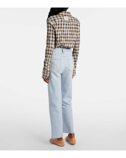 FRAME Blue Le Sleek High-Rise Straight Jeans