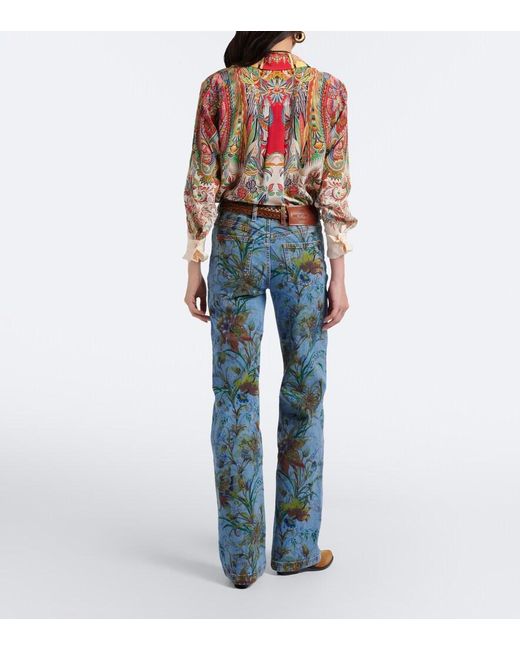Etro Blue Floral Flared Jeans