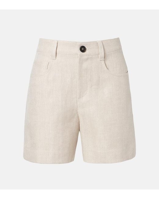 Brunello Cucinelli White High-Rise Linen And Cotton Bermuda Shorts