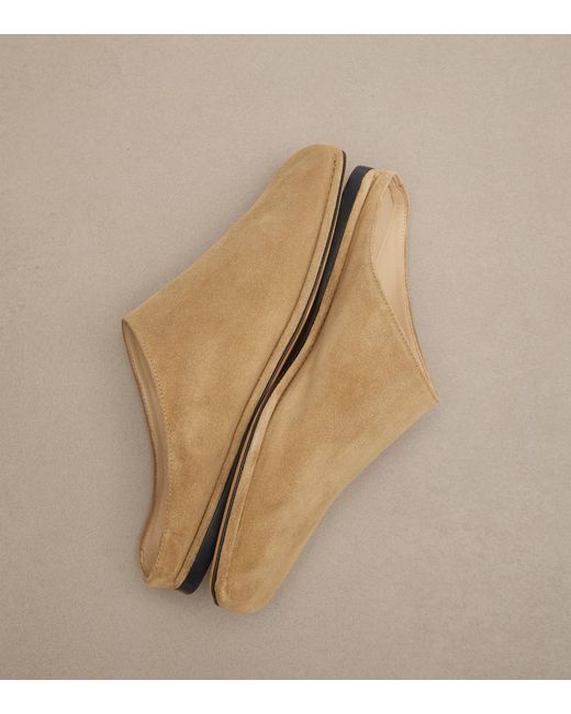 The Row Natural Piper Suede Mules