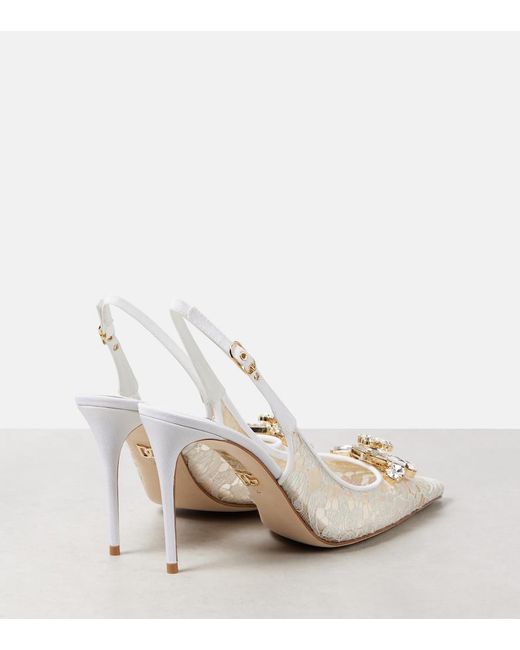 Dolce & Gabbana Natural Lace Slingback Pumps