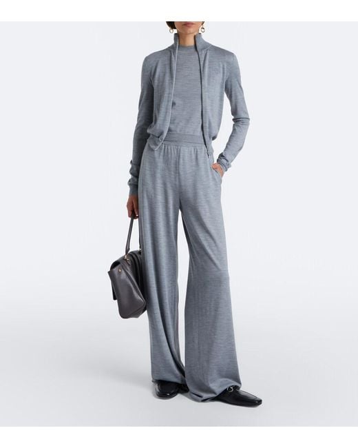 Gucci Gray Wool And Silk Wide-Leg Pants