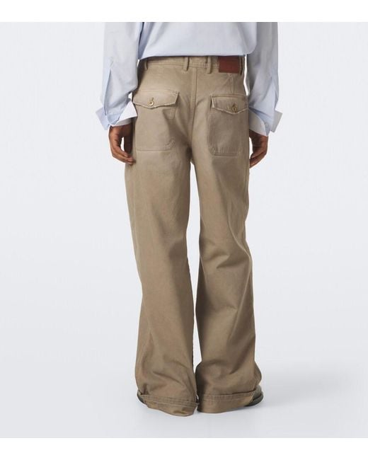 Acne Natural Cotton Twill Wide-Leg Pants for men