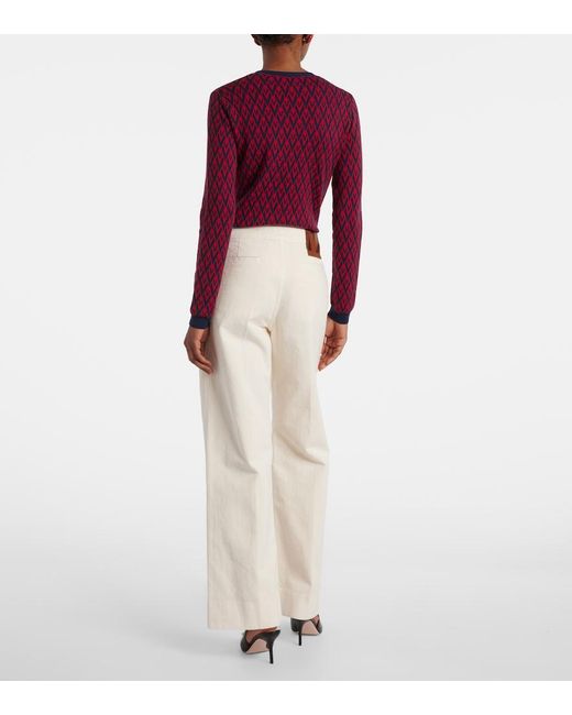 Valentino White Vgold Mid-Rise Wide-Leg Jeans