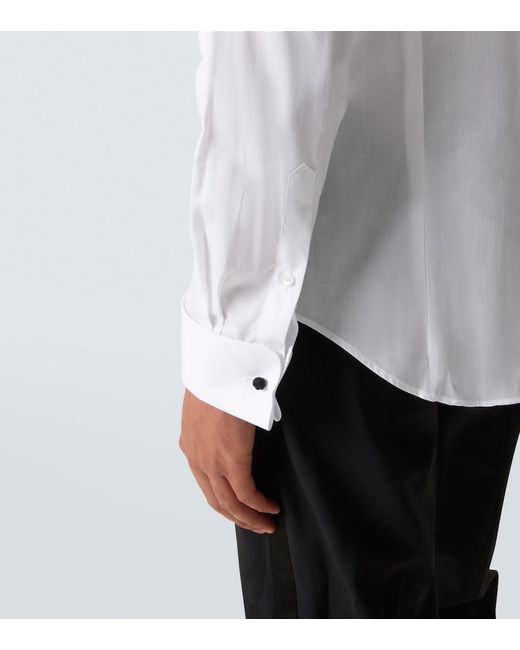 Giorgio Armani White Cotton Poplin Tuxedo Shirt for men