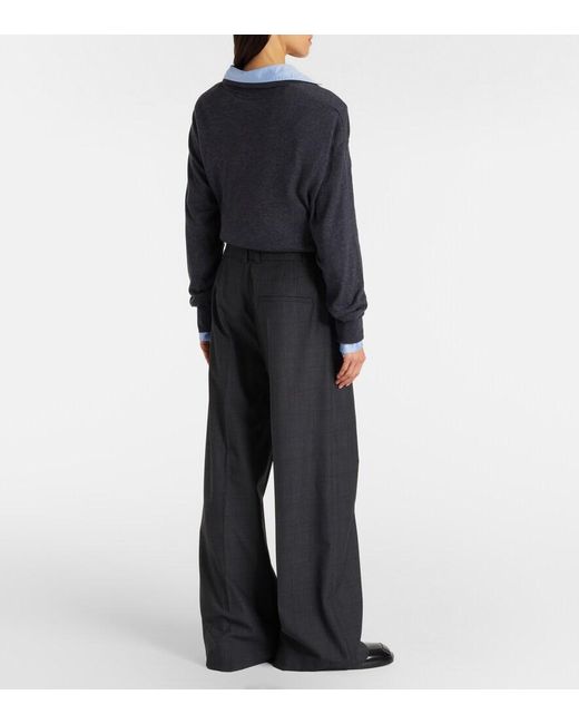 Frankie Shop Blue Brickell Plaid Wide-Leg Pants
