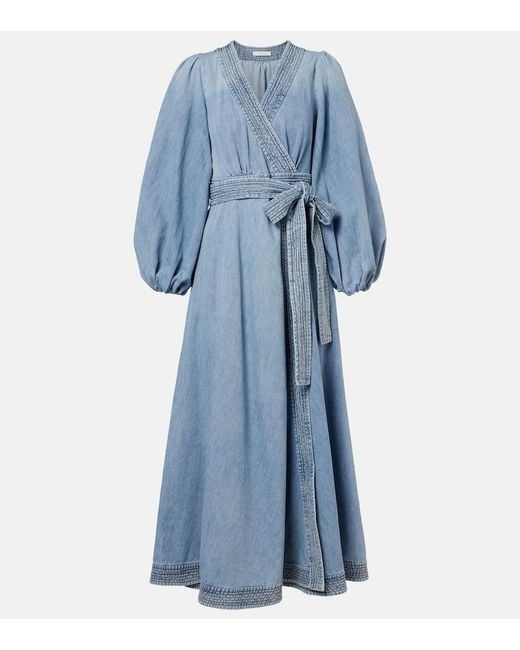 Zimmermann Blue Indra Denim Wrap Dress