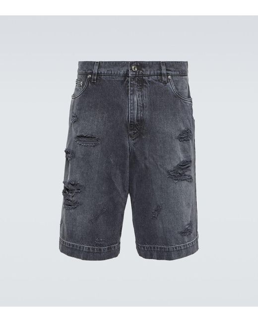 Shorts di jeans distressed di Dolce & Gabbana in Gray da Uomo