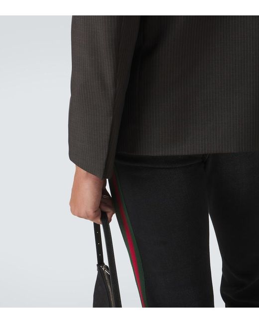 Gucci Black Pinstripe Wool And Mohair Blazer for men