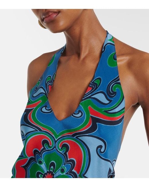 Etro Blue Printed Silk Top