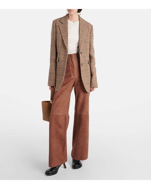 Pantalones anchos de ante de tiro alto Loewe de color Brown