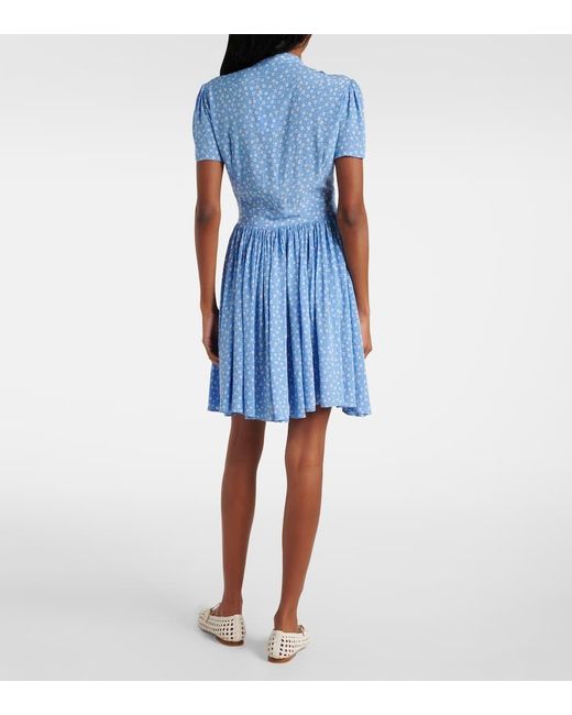 Polo Ralph Lauren Blue Hemdblusenkleid Aus Crepe