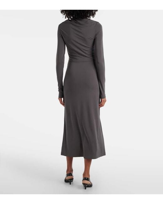 Vestido Midi De Jersey Drapeado Totême  de color Gray