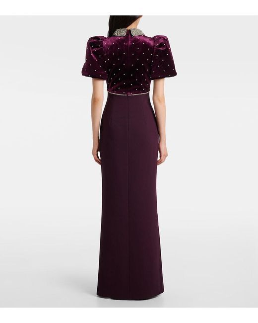 Rebecca Vallance Purple Charles Embellished Velvet Gown