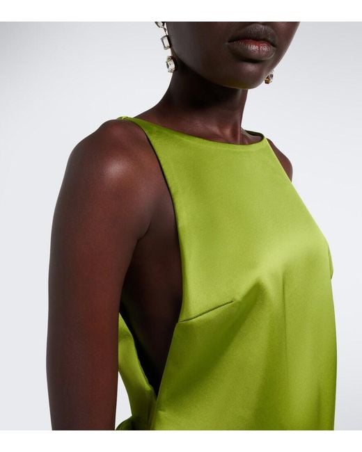 Self-Portrait Green Bow-Detail Satin Minidress