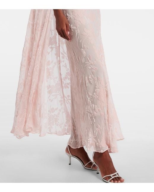 Rodarte Pink Caped Velvet Devore Gown