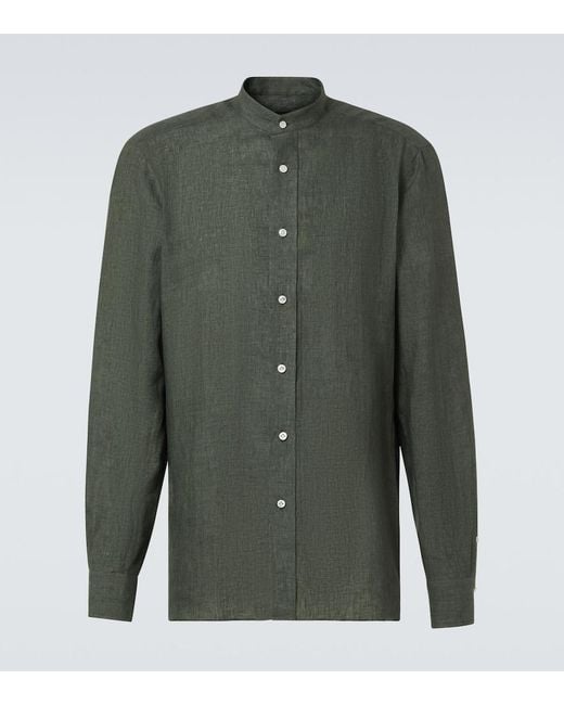 Rubinacci Green Linen Shirt for men