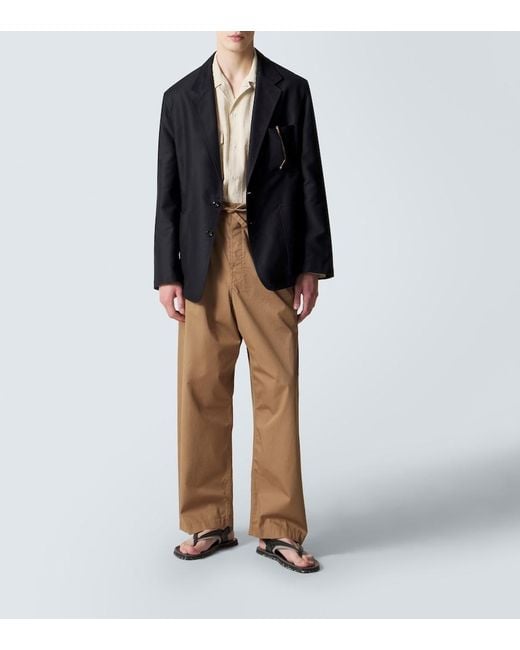 Lemaire Brown Cotton Twill Wide-Leg Pants for men