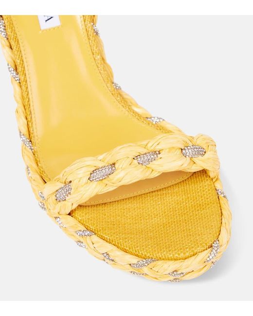 Sandales Compensees Costiera Crystal En Raphia Aquazzura en coloris Metallic