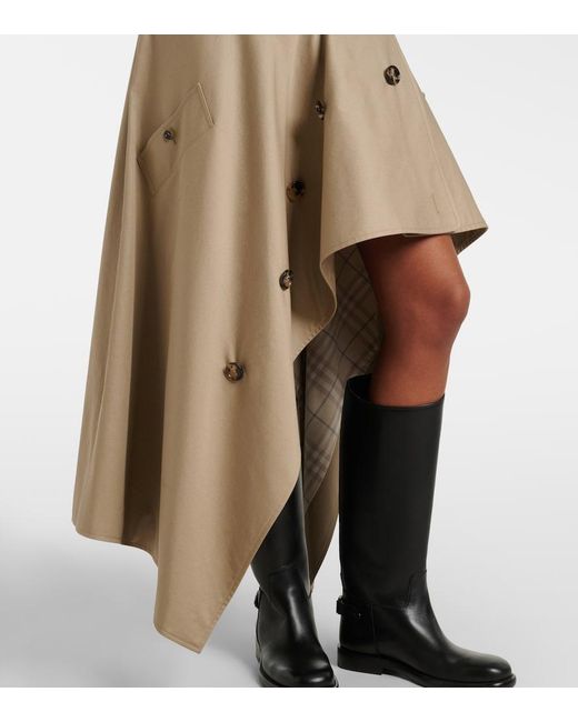 Burberry Natural Heather Asymmetric Cotton Midi Skirt