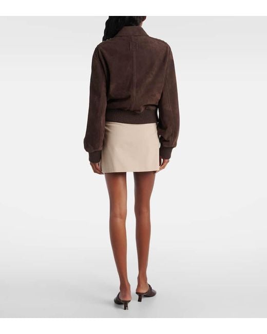 Loewe Brown Studded Suede Bomber Jacket