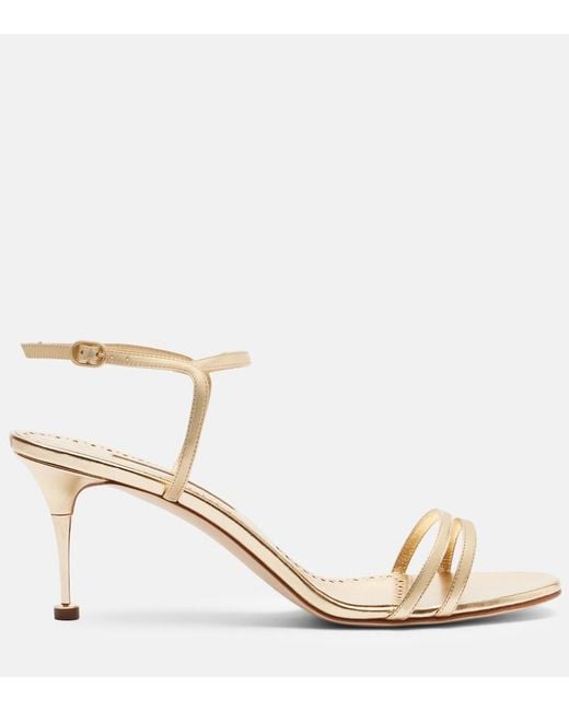 Manolo Blahnik Ciagalo Metallic Leather Sandals