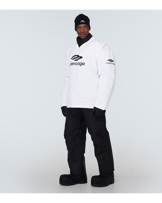 Balenciaga White 3B Sports Icon Ski Long Sleeve T-Shirt Large Fit for men