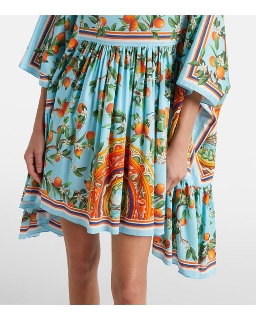 Dolce & Gabbana Blue Printed Cotton Kaftan