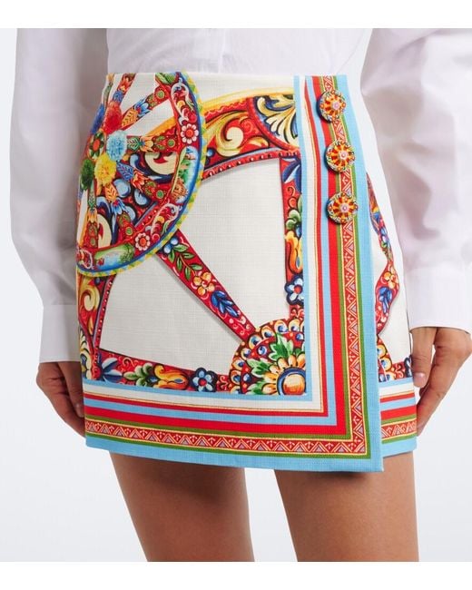 Dolce & Gabbana Red Carretto Cotton Miniskirt