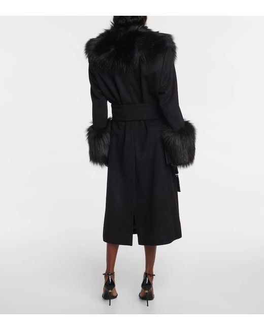 Dolce & Gabbana Black Mantel Aus Wolle Und Kaschmir