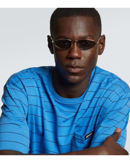 Miu Miu Ovale Sonnenbrille in Metallic für Herren