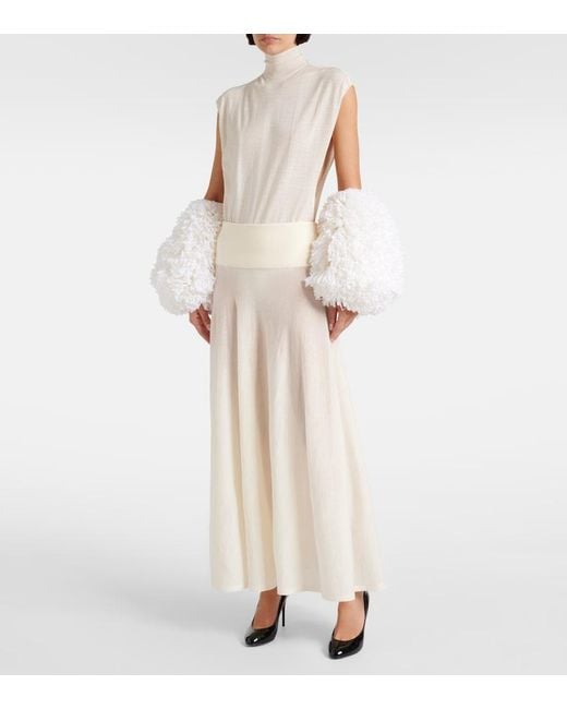 Alaïa White Turtleneck Wool Bodysuit