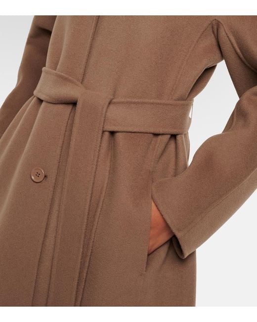 Max Mara Brown Dama Virgin Wool Wrap Coat