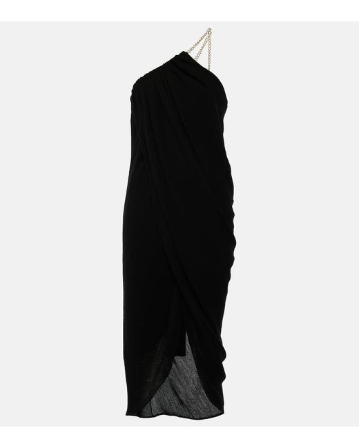 Vestido midi de lana virgen con cadena Chloé de color Black