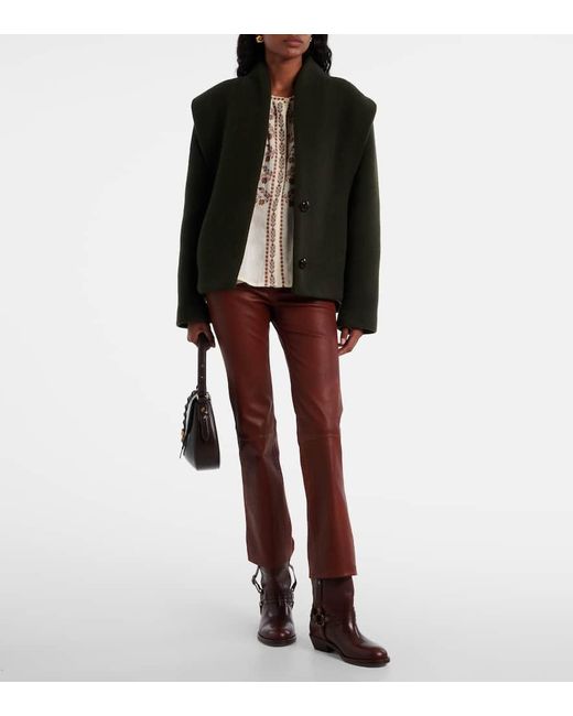 FRAME Brown Hose Reboot Crop Aus Leder
