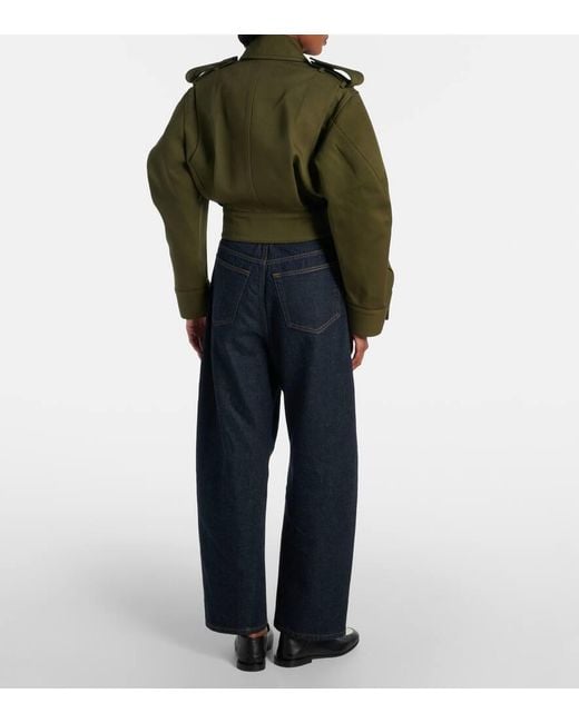 Givenchy Green Cropped Cotton And Wool Jacket