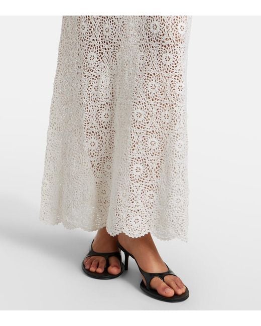 Nili Lotan White Eddie Crochet Halterneck Cotton Maxi Dress