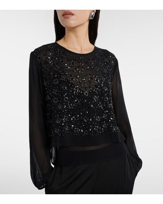 Velvet Black Marlowe Sequinned Sheer Top